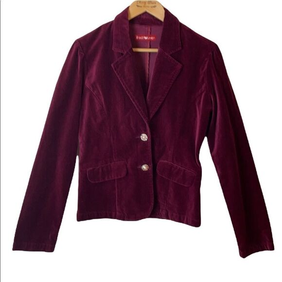 RedHotJean velvet jacket dark raspberry blazer - Picture 1 of 16
